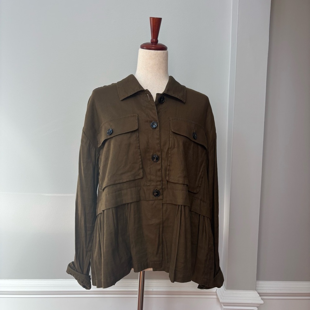 MAEVE brown long sleeve button down top / jacket size M